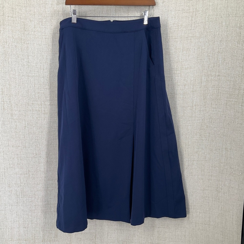 Halogen Midi Skirt Women Size L Navy Blue Classic A-Line‎ Minimalist